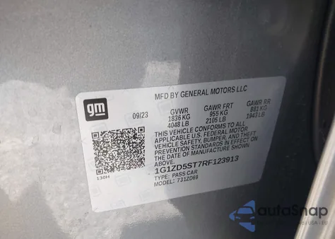 2024 Chevrolet Malibu Fwd 1Lt из США, поврежденный, VIN 1G1ZD5ST7RF123913